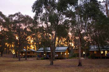 Cabins at dusk